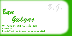 ban gulyas business card
