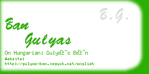 ban gulyas business card